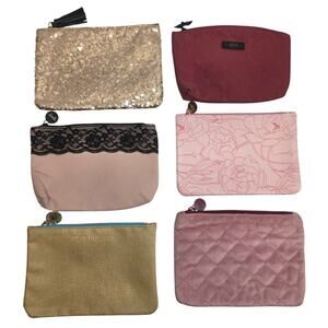 NEW Lot of 6 Ipsy Makeup Cosmetic Glam Bags Travel Zip Pouch Multi-Color Designs